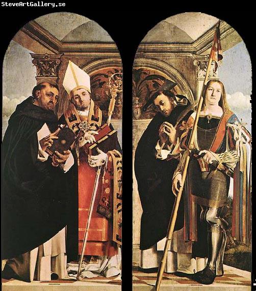 Lorenzo Lotto Sts Thomas Aquinas and Flavian, Sts Peter the Martyr and Vitus